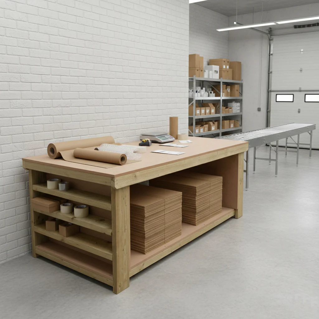 Wooden Workbench MDF Top with Extra shelving Depth-4ft - Image 8