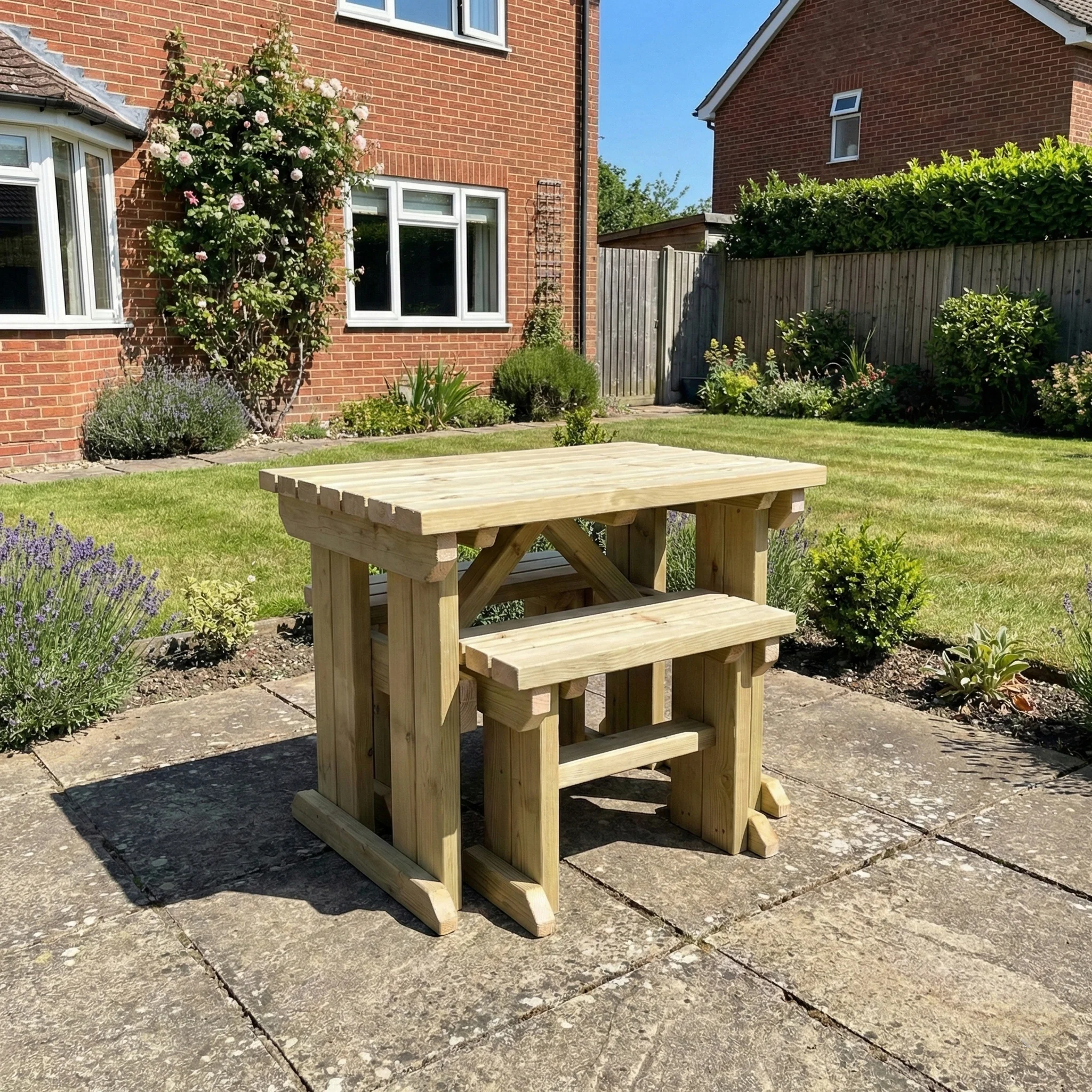 Yews Space Saving Picnic Table and Benches Set - Image 4