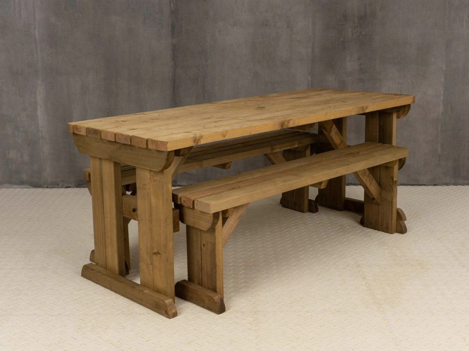 Yews Space Saving Picnic Table and Benches Set - Rustic Finish - Image 6